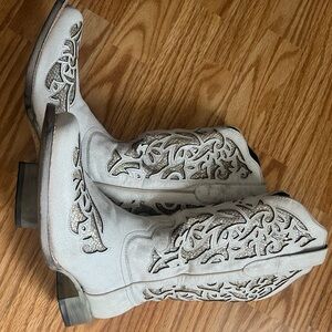 J.B. Dillon Ivory and Glitter Heeled Boots